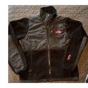 The North Face Pink Ribbon Fleece Jacket Womens Black Breast‎ Cancer Awareness